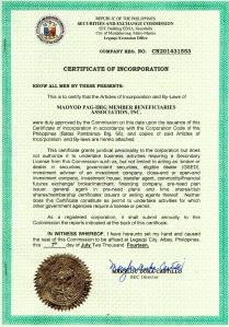 SEC Reg Certificate